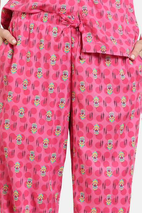Zivame Jewel Garden Woven Pyjama Set - Fruit Dove — image 6